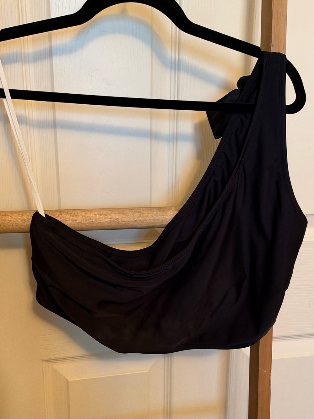 aerie Black One-Shoulder Bandeau Swim Top